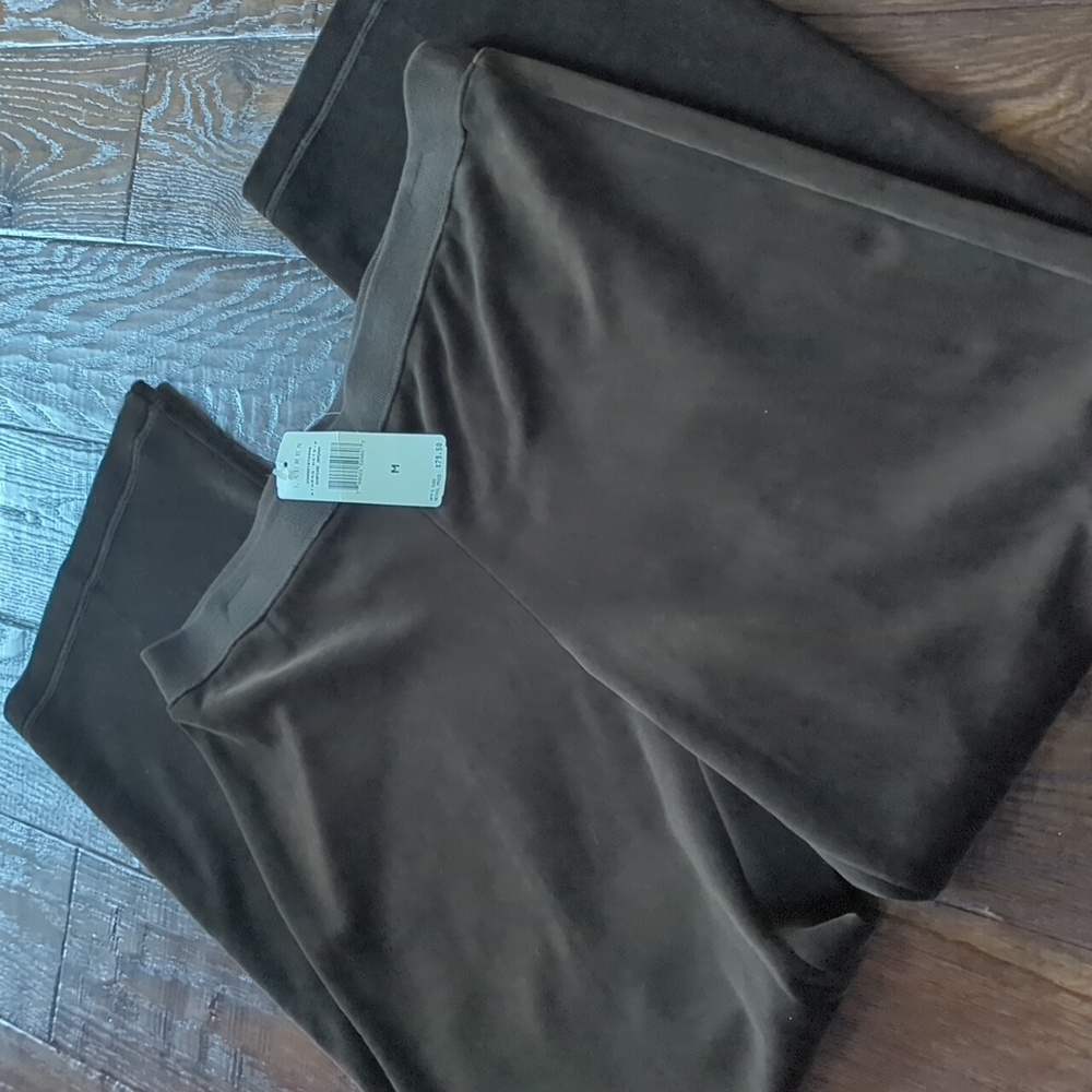 LAUREN I NWT Empire Brown Velour Velvet Elastic Waist High-Rise Pants, M